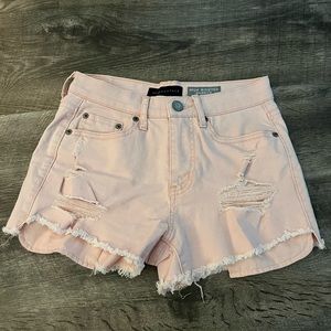 Light pink high waisted shorty shorts; Size 0; From Aeropostale